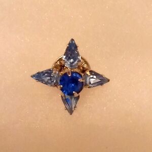 NEW SHADES OF BLUE - LIGHT & ROYAL RHINESTONES - PIN WITH TAC BACKING.